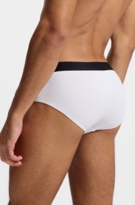 Three-pack low-rise briefs in stretch cotton, White
