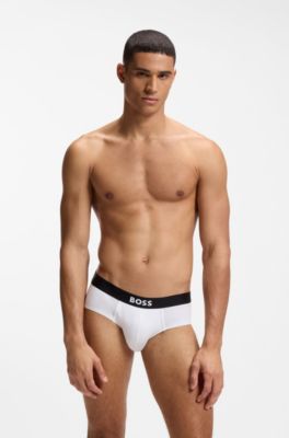 Three-pack low-rise briefs in stretch cotton, White