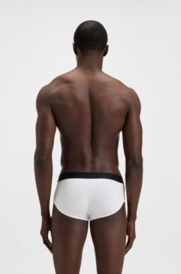 Lot de trois slips en jersey de coton stretch, Blanc