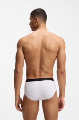 Three-pack low-rise briefs in stretch cotton, White