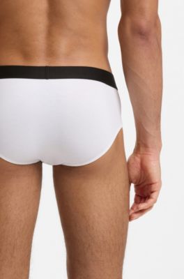 Set van drie low-rise slips van stretchkatoen, White / Grey / Black