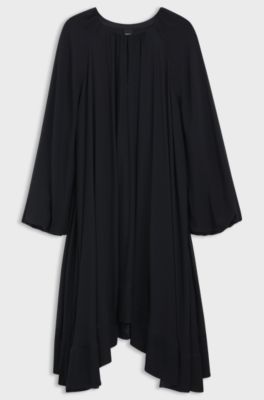 Two-layered relaxed-fit dress in silk chiffon, Dark Blue