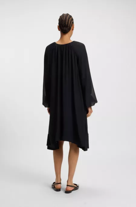Two-layered regular-fit dress in silk chiffon