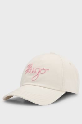 Cotton-twill cap with embroidered logo, Natural