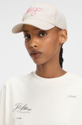 Cotton-twill cap with embroidered logo, Natural