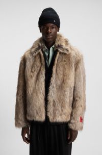 Veste courte Relaxed en fourrure synthétique, Brun chiné