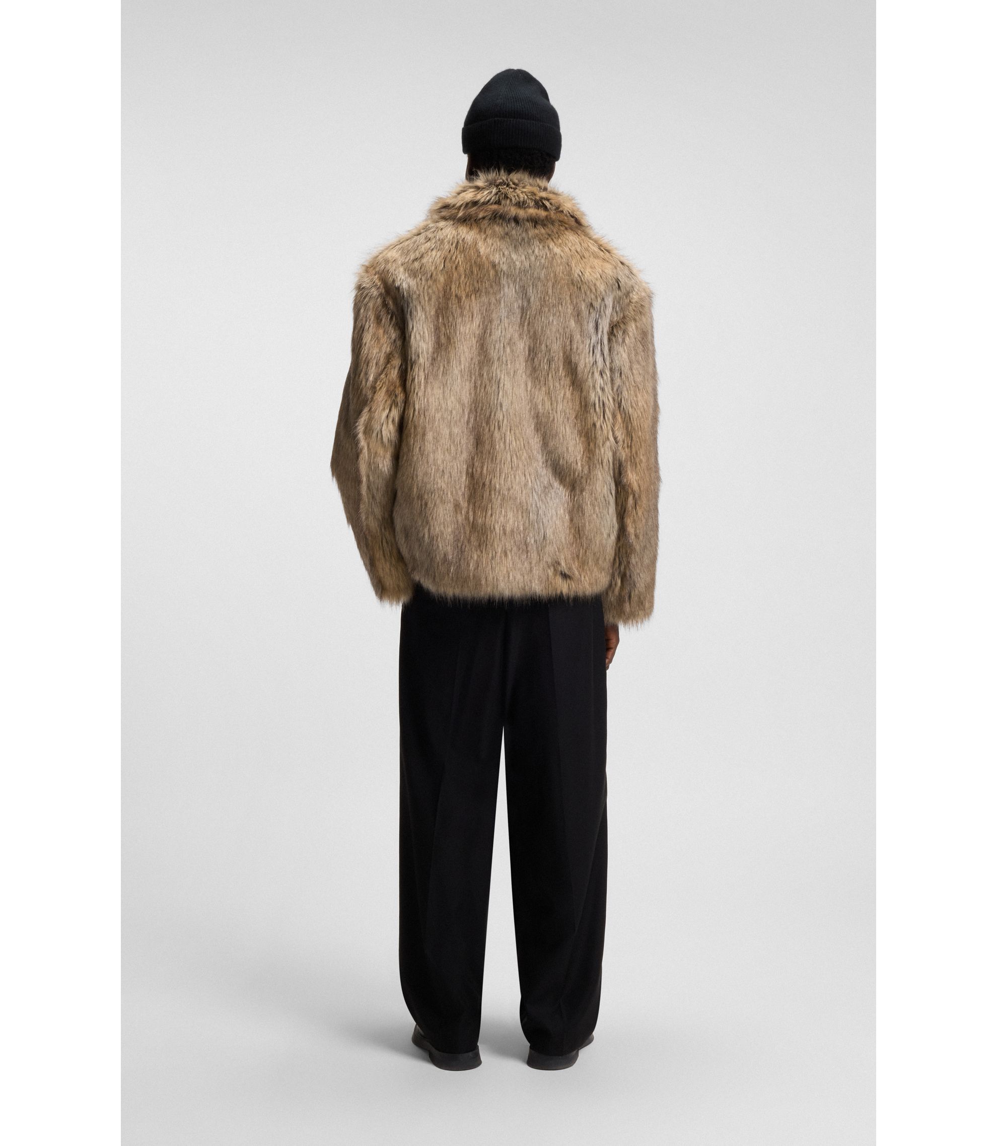 HUGO - Faux-fur short jacket in a relaxed fit - Light Brown