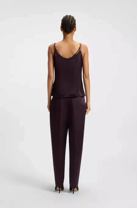 Satin camisole top with lace trims