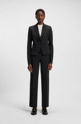 Regular-fit trousers in virgin wool, Black