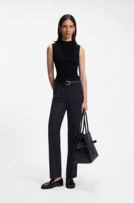 Regular-fit trousers in virgin wool, Black