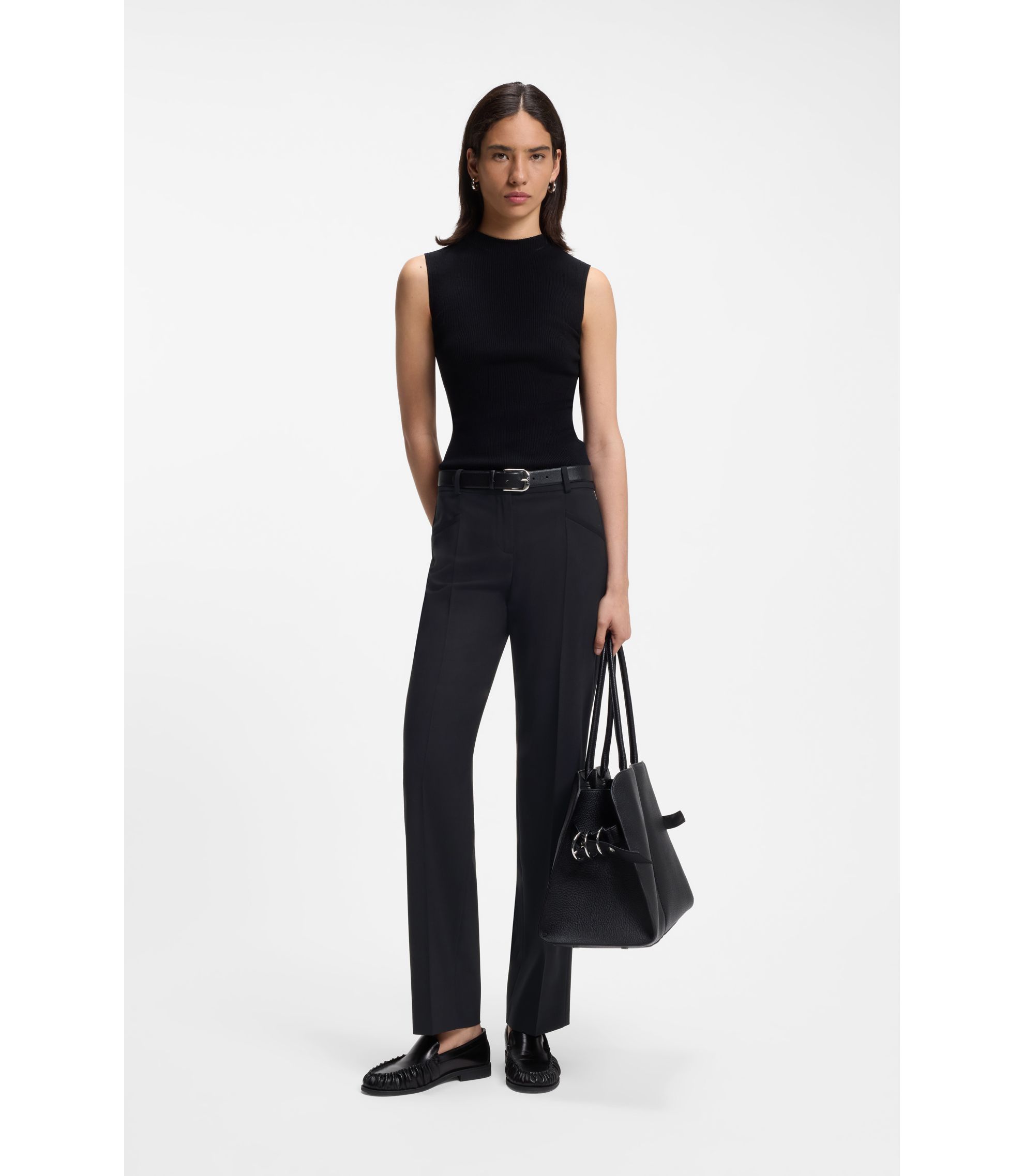 BOSS - Regular-fit trousers in virgin wool - Black