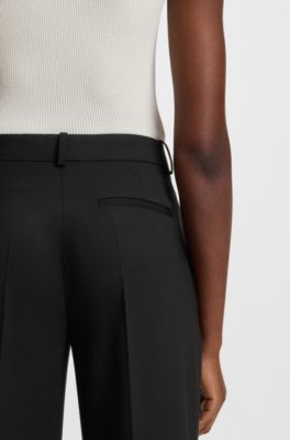 Regular-fit trousers in virgin wool, Black