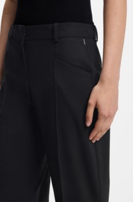 Regular-fit trousers in virgin wool, Black