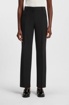 Regular-fit trousers in virgin wool, Black