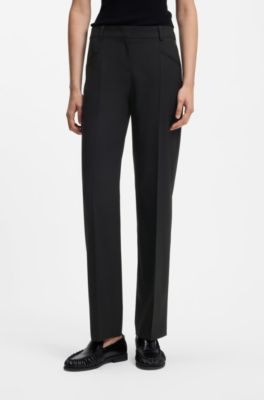 Regular-fit trousers in virgin wool, Black