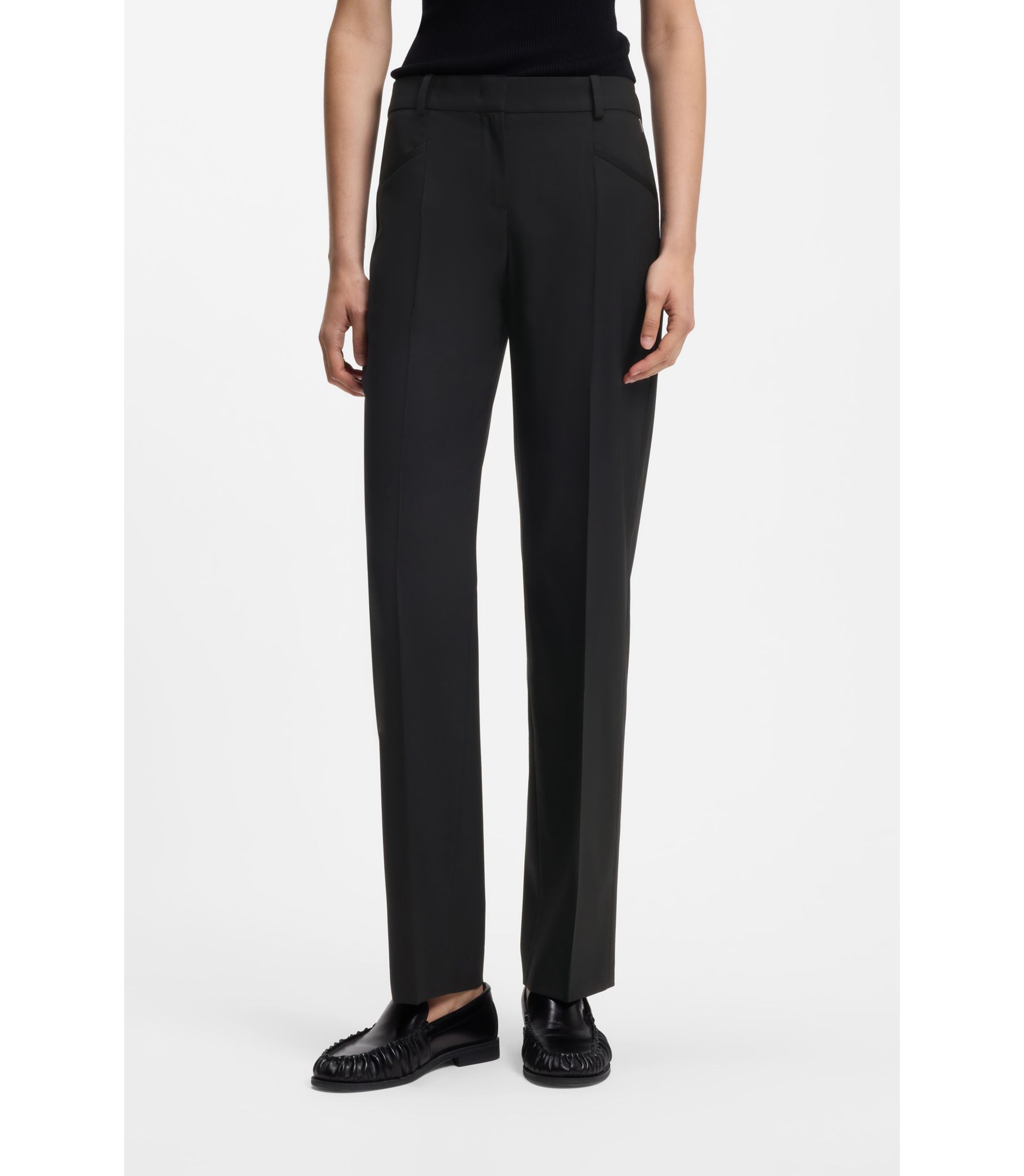 BOSS - Regular-fit trousers in virgin wool - Black