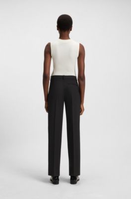 Regular-fit trousers in virgin wool, Black