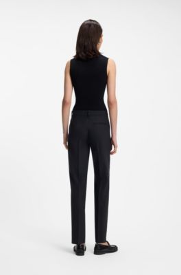 Regular-fit trousers in virgin wool, Black