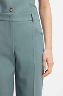 Regular-fit trousers in virgin wool, Blue