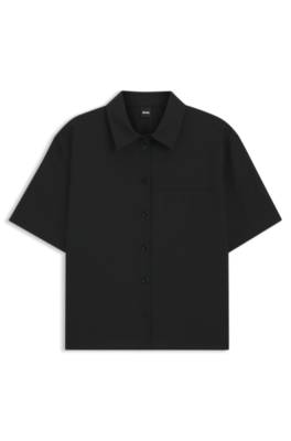 Regular-fit short-sleeved blouse in virgin wool 1
