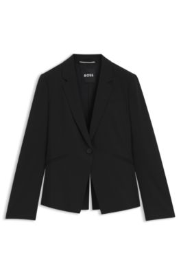 Slim-fit blazer in virgin wool, Black