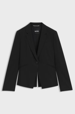 Slim-fit blazer in virgin wool, Black