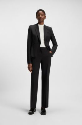 Slim-fit blazer in virgin wool, Black