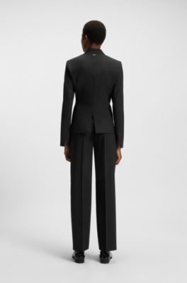 Slim-fit blazer in virgin wool, Black