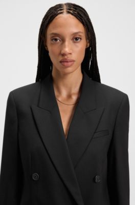 Regular-fit blazer in virgin wool, Black