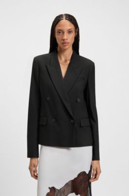 Regular-fit blazer in virgin wool, Black