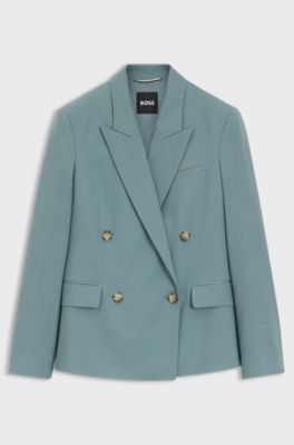 Regular-fit blazer in virgin wool, Blue