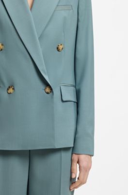 Regular-fit blazer in virgin wool, Blue