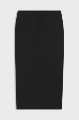 Pencil skirt in virgin wool, Black