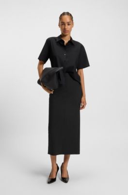 Pencil skirt in virgin wool, Black