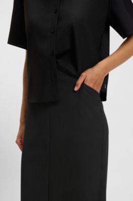 Pencil skirt in virgin wool, Black