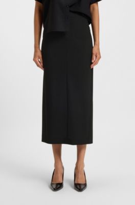Pencil skirt in virgin wool, Black