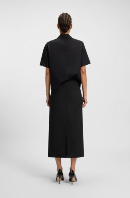 Pencil skirt in virgin wool, Black