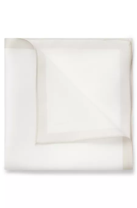 Plain pocket square with logo and border