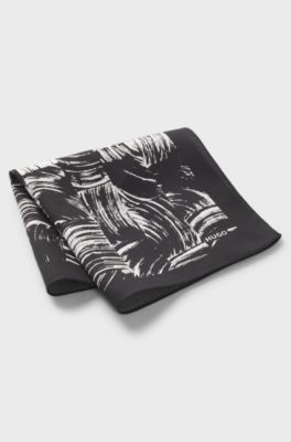 Printed pocket square with logo, Black Patterned