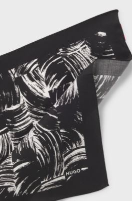Printed pocket square with logo, Black Patterned