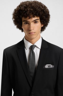 Printed pocket square with logo, Black Patterned