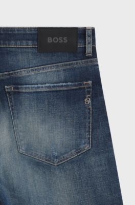 Blauwe jeans van stretchdenim, Blauw