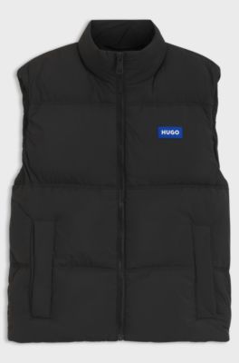 Gilet idrorepellente con etichetta con logo, Nero