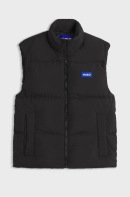 Relaxed-fit padded gilet with logo badge, Black