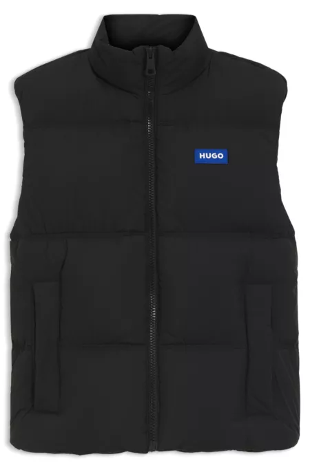 Water-repellent gilet with blue logo badge