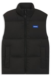 Water-repellent gilet with blue logo badge, Black
