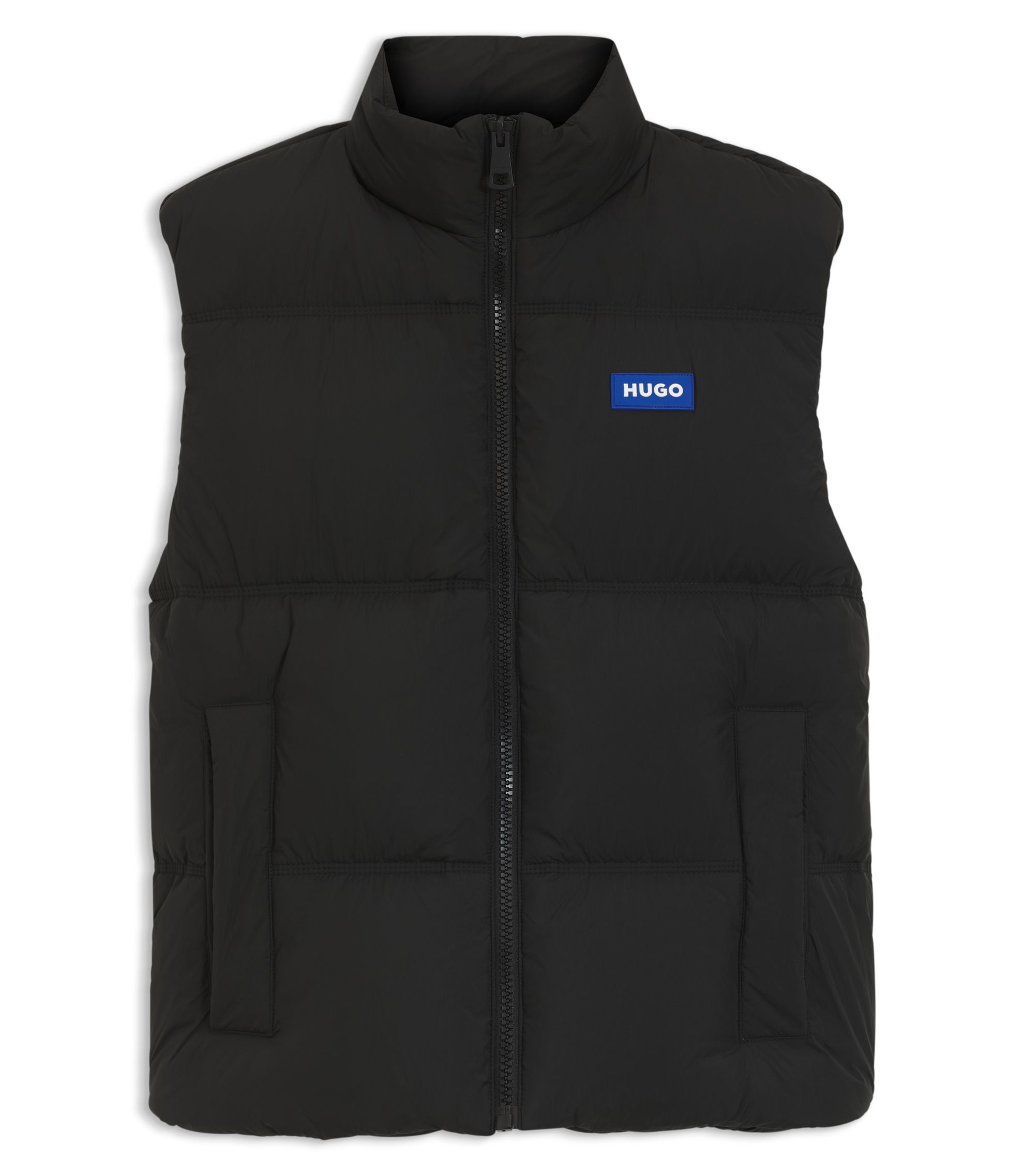 HUGO - Water-repellent gilet with logo label - Black