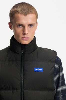 Relaxed-fit padded gilet with logo badge, Black