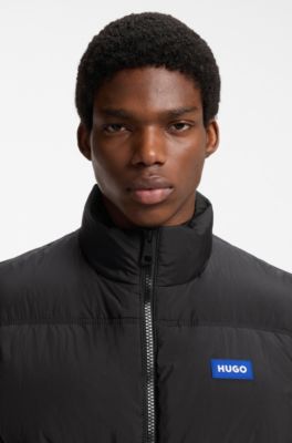 Relaxed-fit padded gilet with logo badge, Black