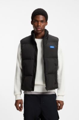 Relaxed-fit padded gilet with logo badge, Black